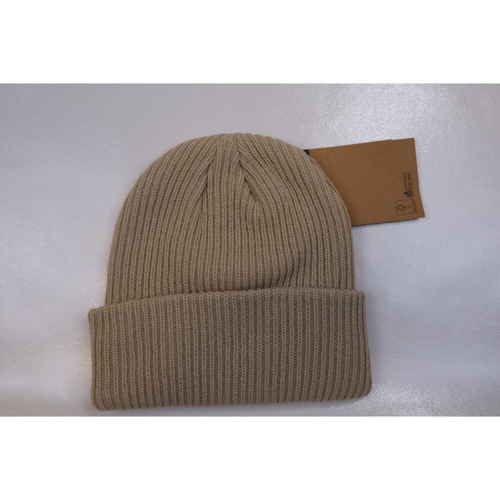 NEW The North Face Unisex Khaki Salty Lined Logo Ribbed Knit Cuffed Beanie Hat - Picture 3 of 4